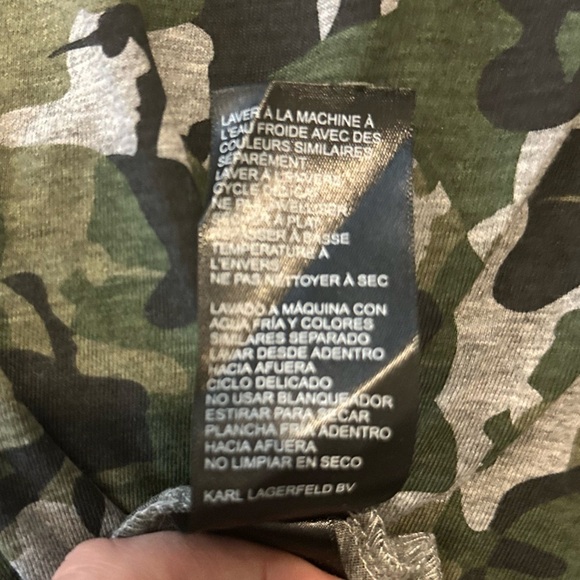 Karl by Karl Lagerfeld Green Camoflage Twist Front Mini Dress - Size M - Picture 8 of 10